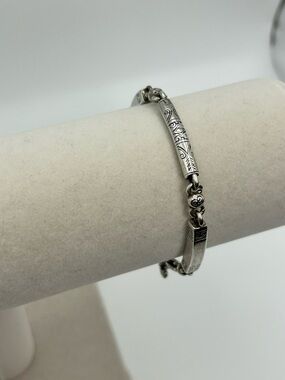 Brighton Marrakesh Bracelet 7.5" Silver Plated Engraved Bar Link Vintage